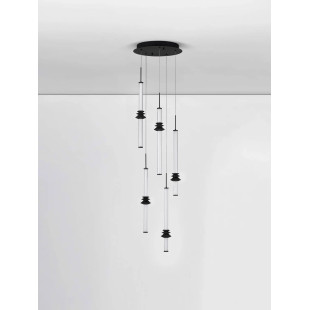 Lampa wisząca designerska 5 punktowa Fossetta 35cm LED 3000K czarny / ceramika