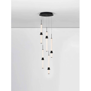 Lampa wisząca designerska 5 punktowa Fossetta 35cm LED 3000K czarny / ceramika