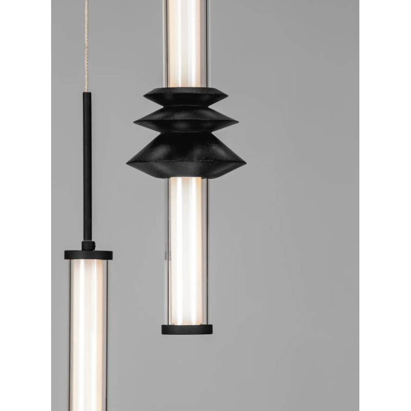Lampa wisząca designerska 5 punktowa Fossetta 35cm LED 3000K czarny / ceramika