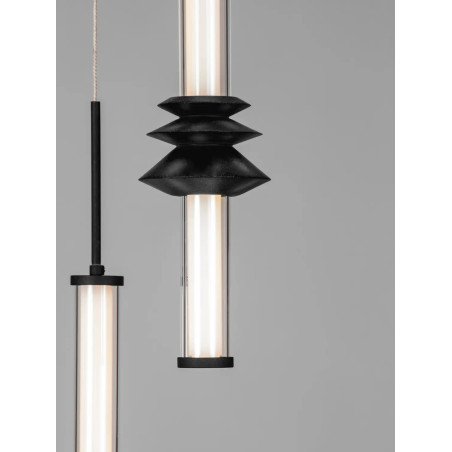 Lampa wisząca designerska 5 punktowa Fossetta 35cm LED 3000K czarny / ceramika