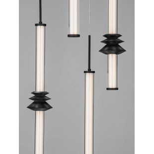 Lampa wisząca designerska 5 punktowa Fossetta 35cm LED 3000K czarny / ceramika