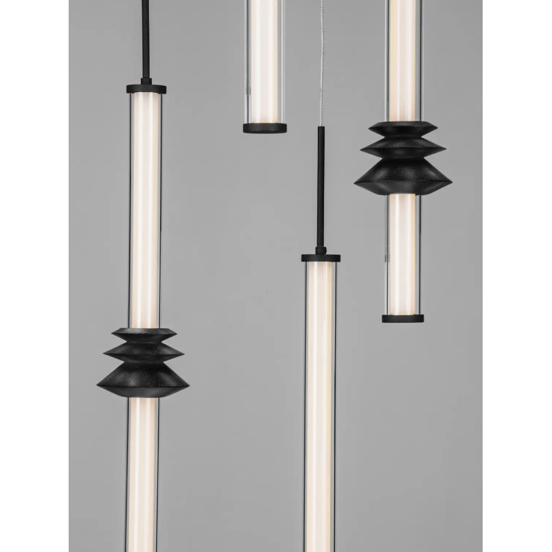 Lampa wisząca designerska 5 punktowa Fossetta 35cm LED 3000K czarny / ceramika