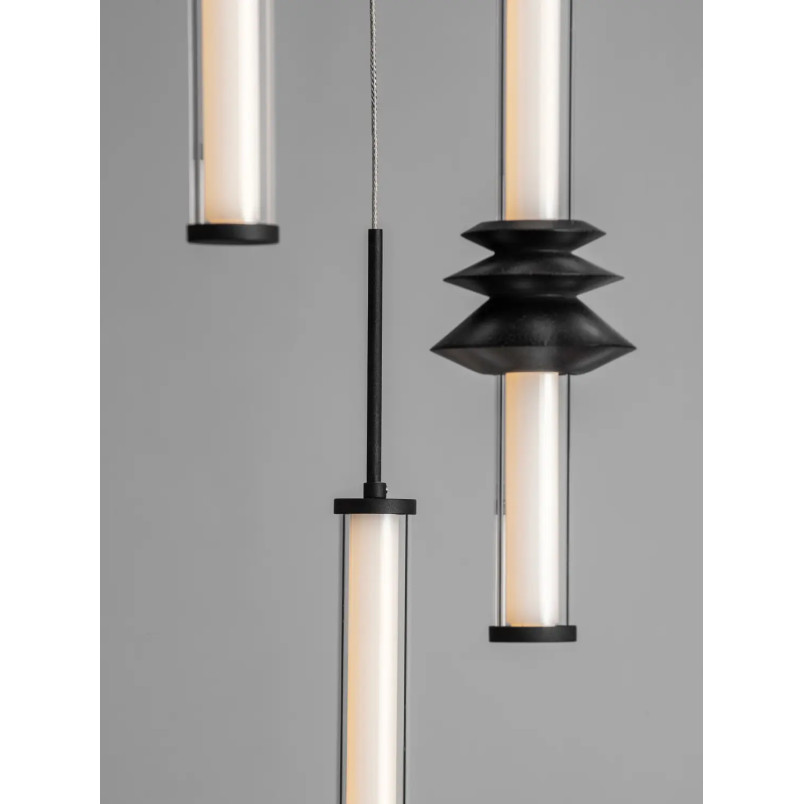 Lampa wisząca designerska 5 punktowa Fossetta 35cm LED 3000K czarny / ceramika