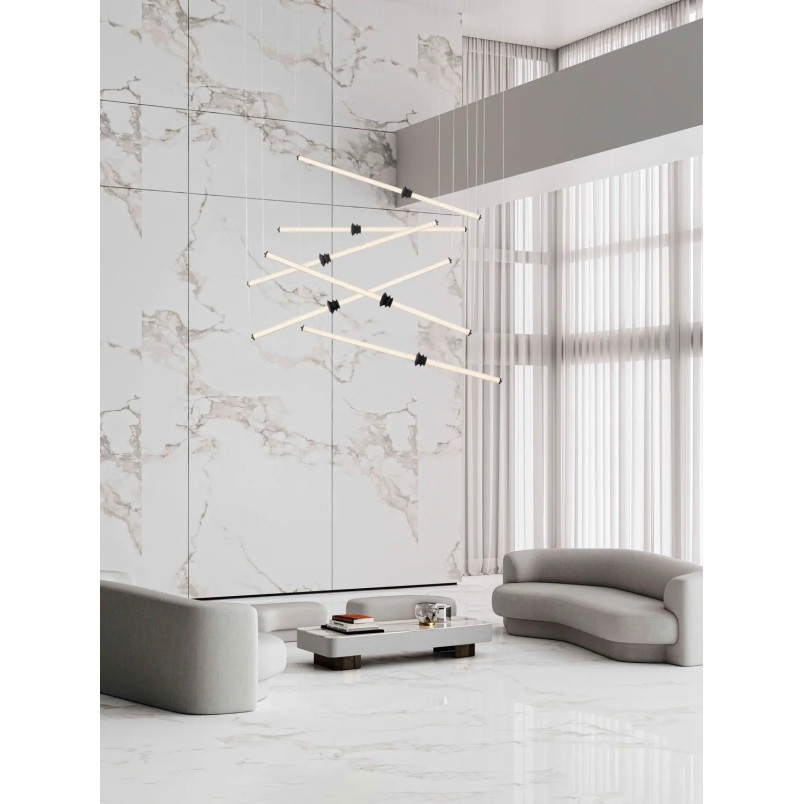 Duża lampa wisząca - designerska Fossetta 150cm LED 3000K czarny / ceramika