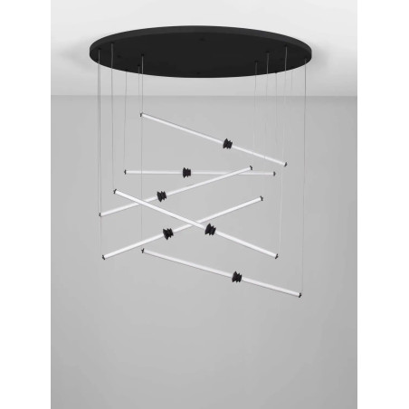 Duża lampa wisząca - designerska Fossetta 150cm LED 3000K czarny / ceramika