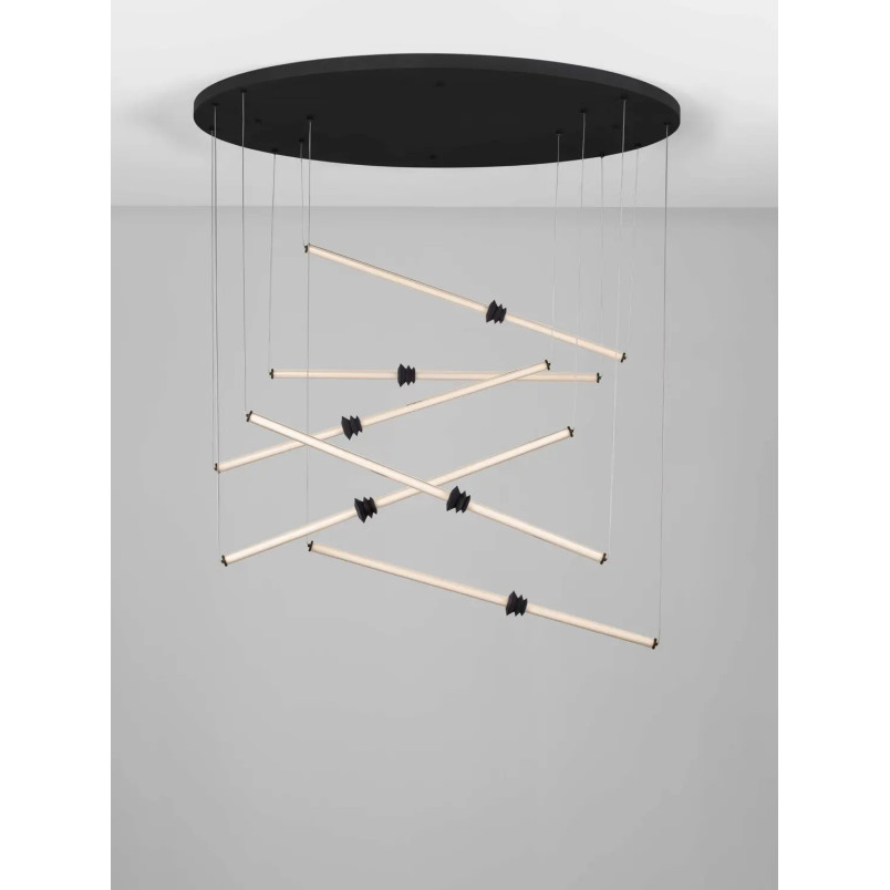 Duża lampa wisząca - designerska Fossetta 150cm LED 3000K czarny / ceramika