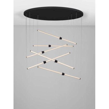 Duża lampa wisząca - designerska Fossetta 150cm LED 3000K czarny / ceramika