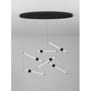 Duża lampa wisząca - designerska Fossetta 120cm LED 3000K czarny / ceramika