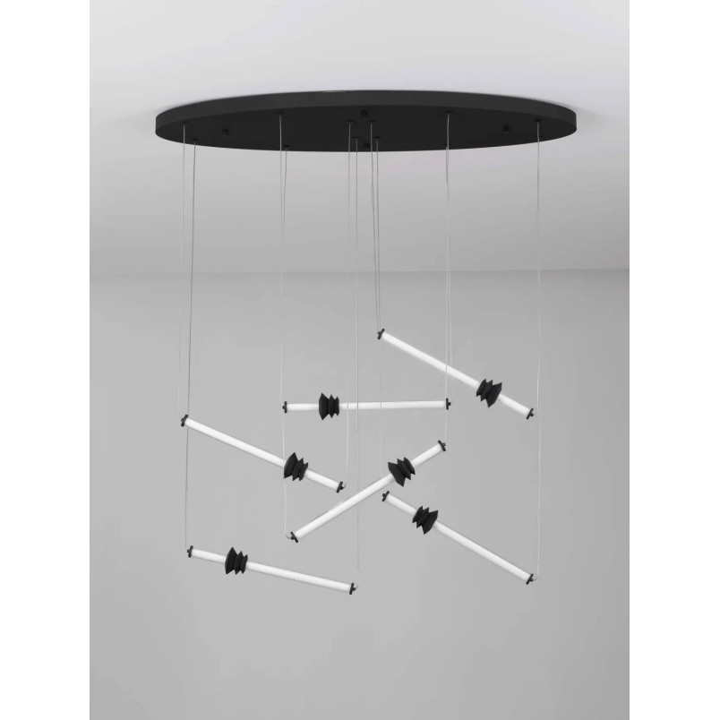 Duża lampa wisząca - designerska Fossetta 120cm LED 3000K czarny / ceramika