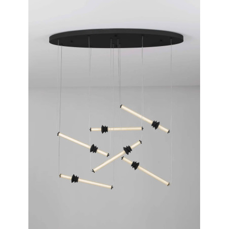 Duża lampa wisząca - designerska Fossetta 120cm LED 3000K czarny / ceramika