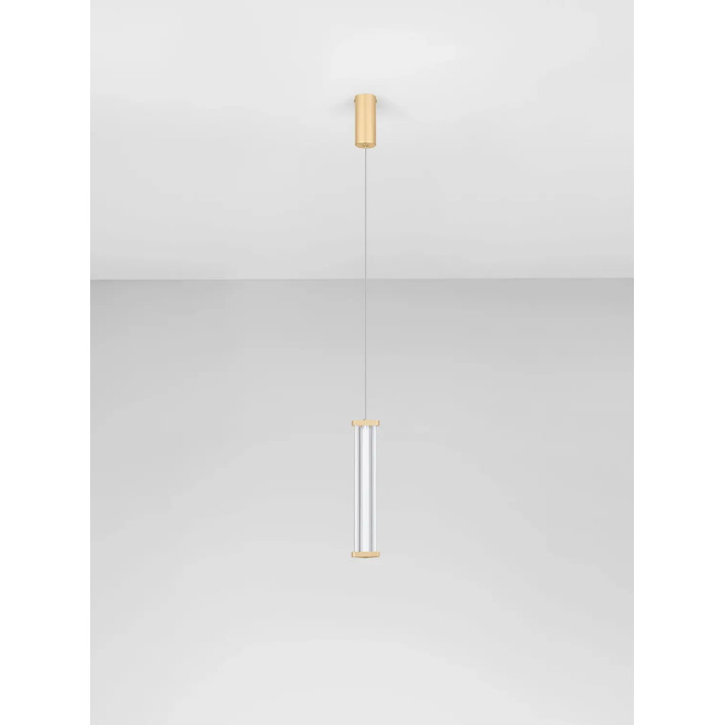 Lampa wisząca modern Modena LED 3000K 6cm przeźroczysty akryl / szczotkowane złoto
