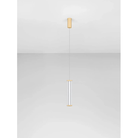 Lampa wisząca modern Modena LED 2700K 6cm przeźroczysty akryl / szczotkowane złoto