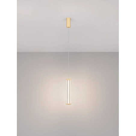 Lampa wisząca modern Modena LED 2700K 6cm przeźroczysty akryl / szczotkowane złoto
