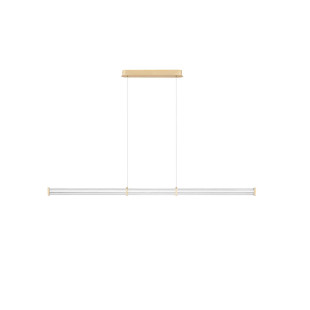 Lampa wisząca podłużna modern Modena LED 3000K 151cm przeźroczysty akryl / szczotkowane złoto