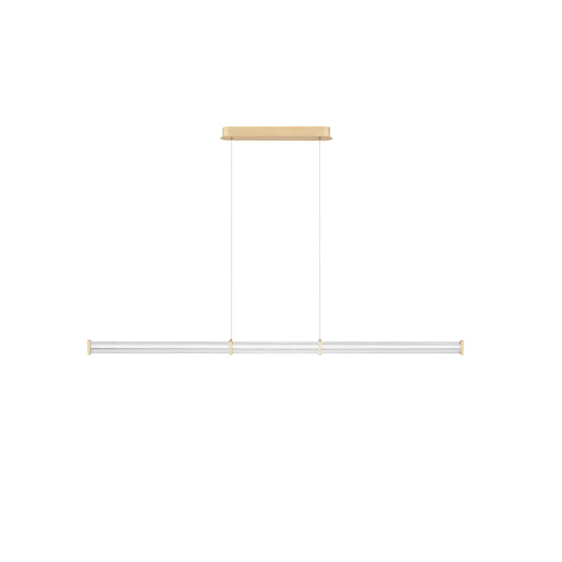 Lampa wisząca podłużna modern Modena LED 3000K 151cm przeźroczysty akryl / szczotkowane złoto