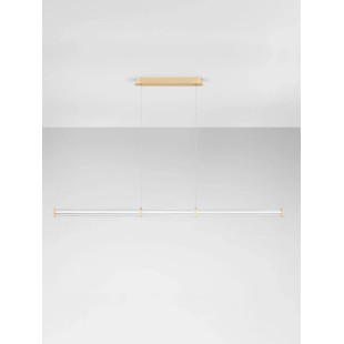 Lampa wisząca podłużna modern Modena LED 3000K 151cm przeźroczysty akryl / szczotkowane złoto