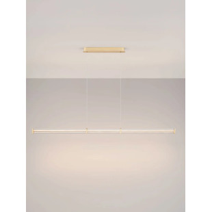 Lampa wisząca podłużna modern Modena LED 3000K 151cm przeźroczysty akryl / szczotkowane złoto