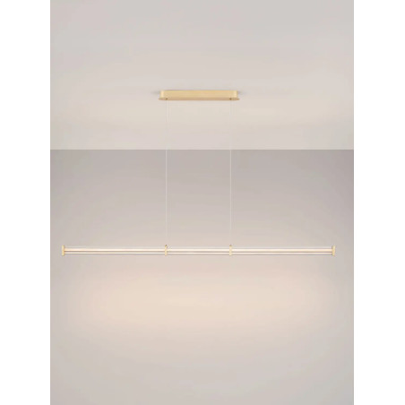Lampa wisząca podłużna modern Modena LED 3000K 151cm przeźroczysty akryl / szczotkowane złoto