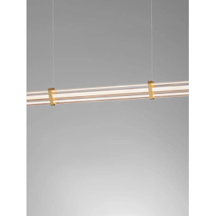 Lampa wisząca podłużna modern Modena LED 3000K 151cm przeźroczysty akryl / szczotkowane złoto