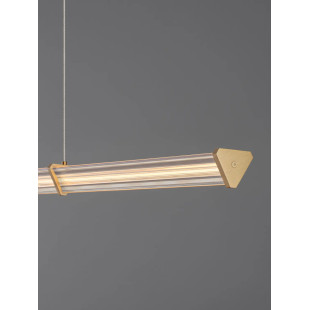 Lampa wisząca podłużna modern Modena LED 2700K 151cm przeźroczysty akryl / szczotkowane złoto