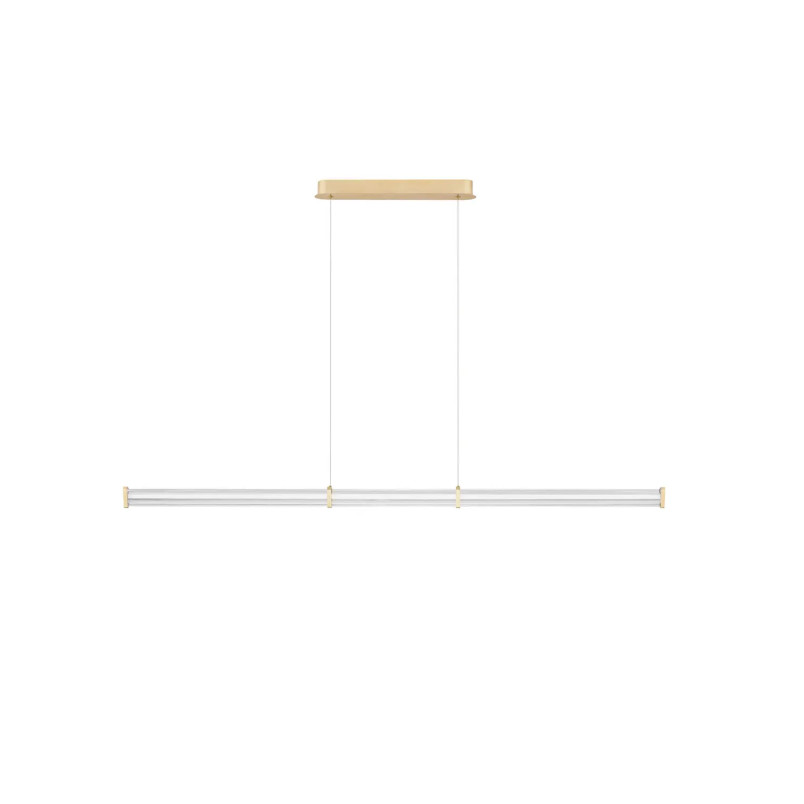 Lampa wisząca podłużna modern Modena LED 2700K 151cm przeźroczysty akryl / szczotkowane złoto