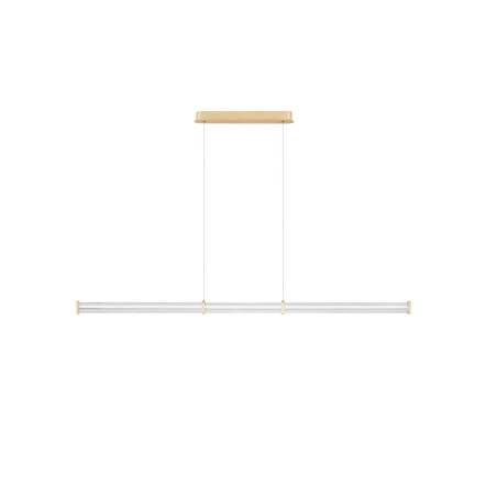 Lampa wisząca podłużna modern Modena LED 2700K 151cm przeźroczysty akryl / szczotkowane złoto