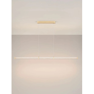 Lampa wisząca podłużna modern Modena LED 2700K 151cm przeźroczysty akryl / szczotkowane złoto
