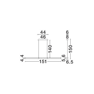 Lampa wisząca podłużna modern Modena LED 2700K 151cm przeźroczysty akryl / szczotkowane złoto