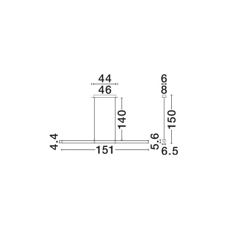 Lampa wisząca podłużna modern Modena LED 2700K 151cm przeźroczysty akryl / szczotkowane złoto