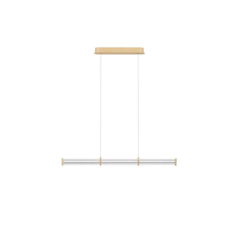 Lampa wisząca podłużna modern Modena LED 3000K 88cm przeźroczysty akryl / szczotkowane złoto