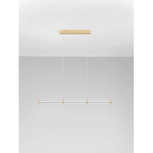 Lampa wisząca podłużna modern Modena LED 3000K 88cm przeźroczysty akryl / szczotkowane złoto