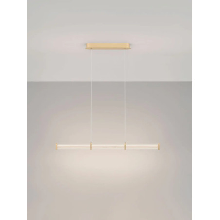 Lampa wisząca podłużna modern Modena LED 3000K 88cm przeźroczysty akryl / szczotkowane złoto