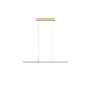 Lampa wisząca podłużna modern Modena LED 2700K 88cm przeźroczysty akryl / szczotkowane złoto