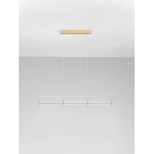 Lampa wisząca podłużna modern Modena LED 2700K 88cm przeźroczysty akryl / szczotkowane złoto