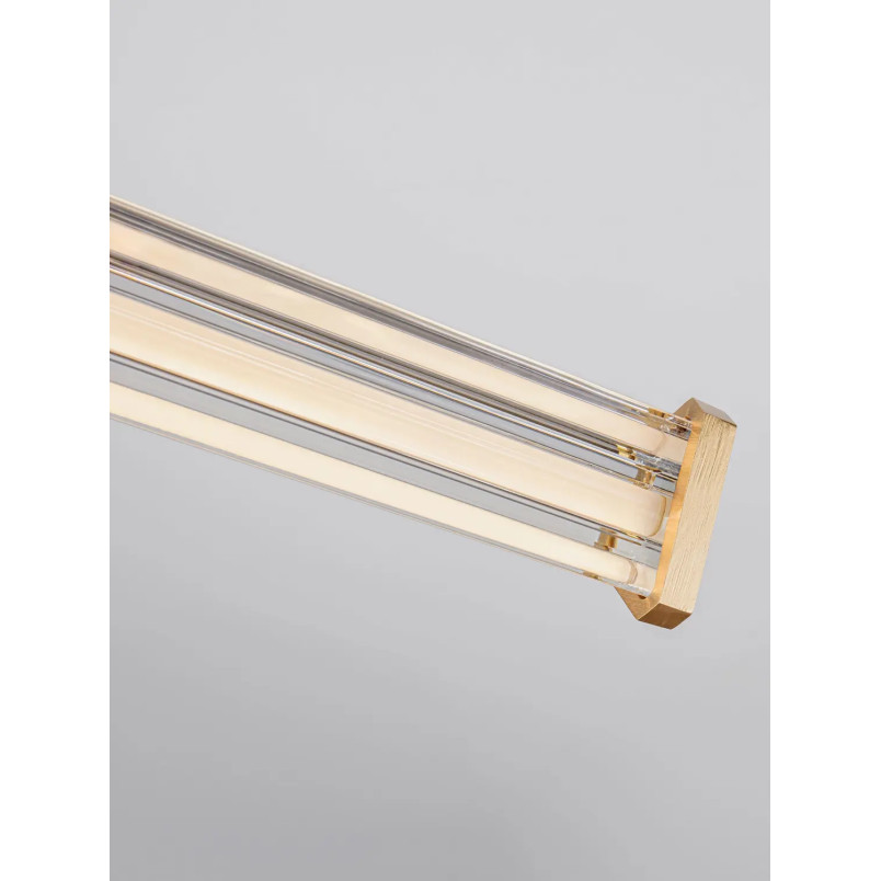 Lampa wisząca podłużna modern Modena LED 2700K 88cm przeźroczysty akryl / szczotkowane złoto