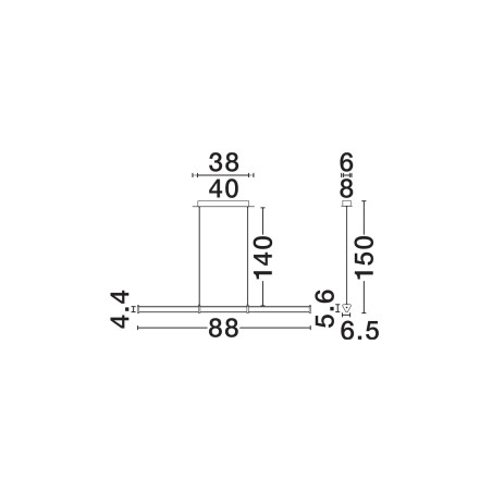 Lampa wisząca podłużna modern Modena LED 2700K 88cm przeźroczysty akryl / szczotkowane złoto