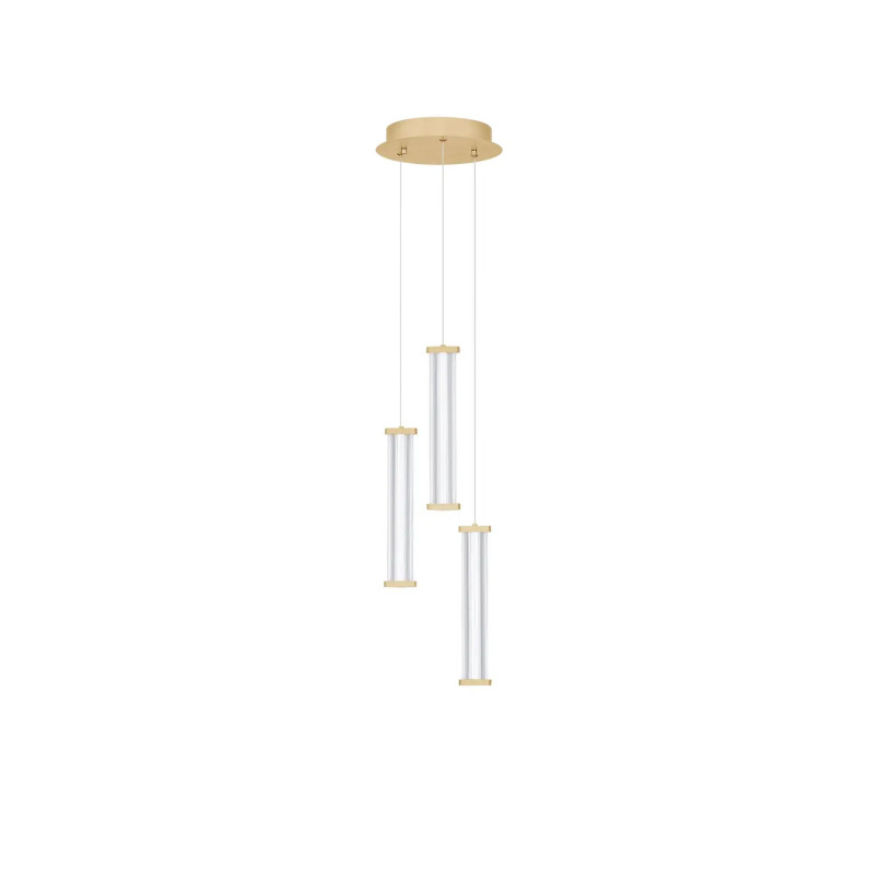 Lampa wisząca modern 3 punktowa Modena LED 3000K 25cm przeźroczysty akryl / szczotkowane złoto