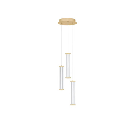 Lampa wisząca modern 3 punktowa Modena LED 3000K 25cm przeźroczysty akryl / szczotkowane złoto
