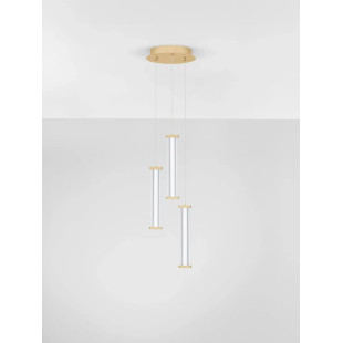 Lampa wisząca modern 3 punktowa Modena LED 3000K 25cm przeźroczysty akryl / szczotkowane złoto