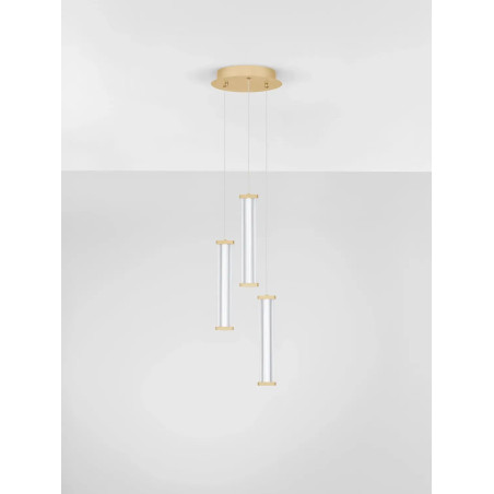 Lampa wisząca modern 3 punktowa Modena LED 3000K 25cm przeźroczysty akryl / szczotkowane złoto