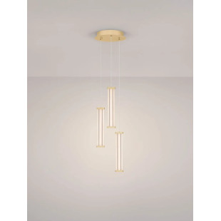 Lampa wisząca modern 3 punktowa Modena LED 3000K 25cm przeźroczysty akryl / szczotkowane złoto