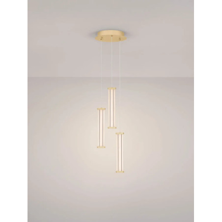 Lampa wisząca modern 3 punktowa Modena LED 3000K 25cm przeźroczysty akryl / szczotkowane złoto