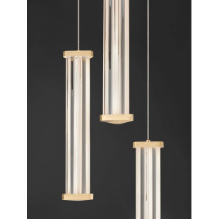 Lampa wisząca modern 3 punktowa Modena LED 3000K 25cm przeźroczysty akryl / szczotkowane złoto