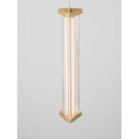 Lampa wisząca modern 3 punktowa Modena LED 3000K 25cm przeźroczysty akryl / szczotkowane złoto