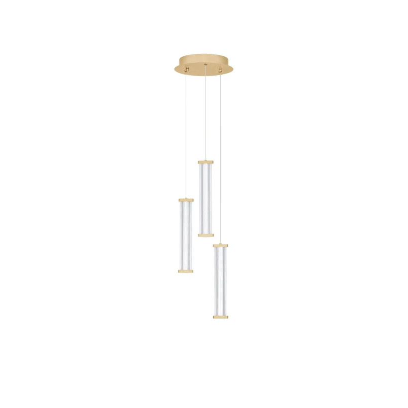 Lampa wisząca modern 3 punktowa Modena LED 2700K 25cm przeźroczysty akryl / szczotkowane złoto