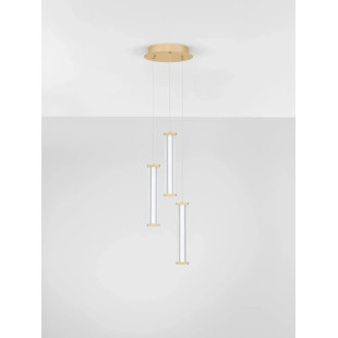 Lampa wisząca modern 3 punktowa Modena LED 2700K 25cm przeźroczysty akryl / szczotkowane złoto