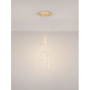 Lampa wisząca modern 3 punktowa Modena LED 2700K 25cm przeźroczysty akryl / szczotkowane złoto
