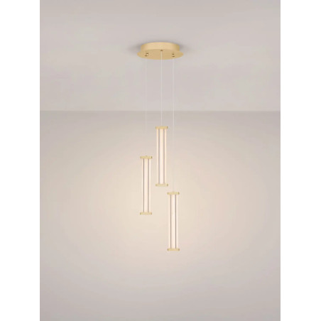 Lampa wisząca modern 3 punktowa Modena LED 2700K 25cm przeźroczysty akryl / szczotkowane złoto