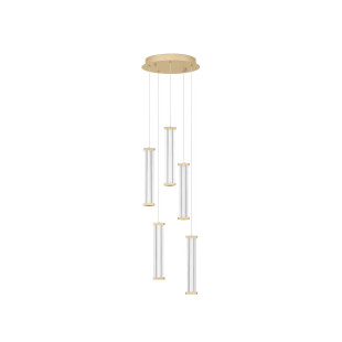 Lampa wisząca modern 5 punktowa Modena LED 3000K 32cm przeźroczysty akryl / szczotkowane złoto