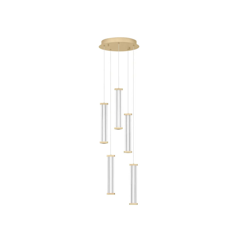 Lampa wisząca modern 5 punktowa Modena LED 3000K 32cm przeźroczysty akryl / szczotkowane złoto